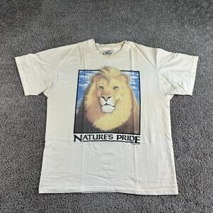 VINTAGE 1995 Human-I-Tees Shirt Mens L Natures Pride Lion Single Stitch 90s *